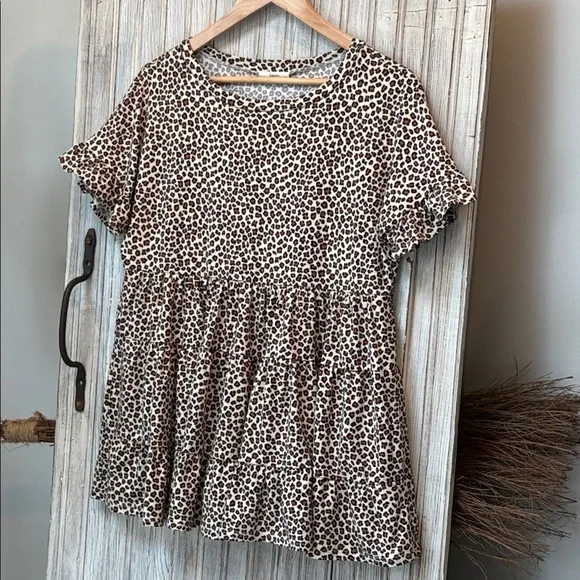 JODIFL Animal Print Short Sleeve Top Size S Oversized EUC - Picture 7 of 13